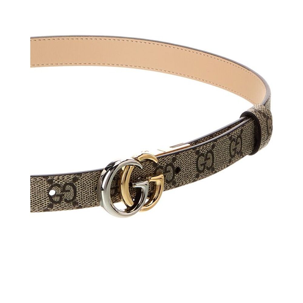 Gucci Gg Marmont Thin Leather Belt, Beige - Picture 3 of 4